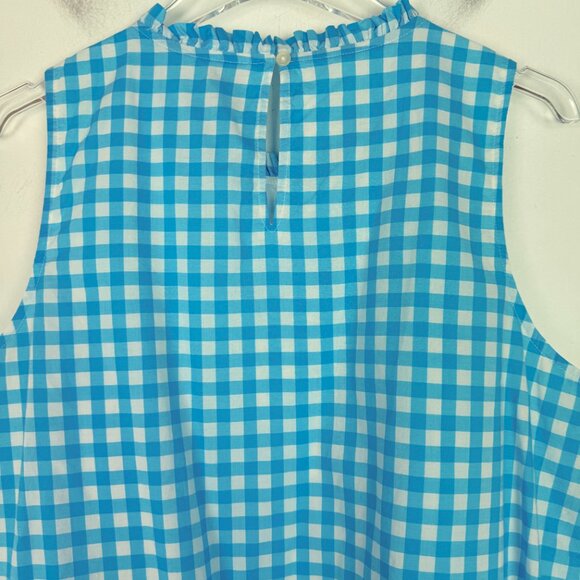 J. Crew Factory High-Neck Swing Top Sleeveless Blue Gingham Size Medium M - Picture 9 of 11